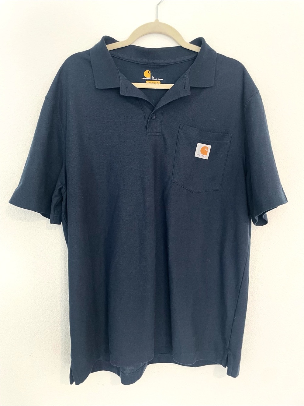Carhartt Navy Short-Sleeve Pocket Polo